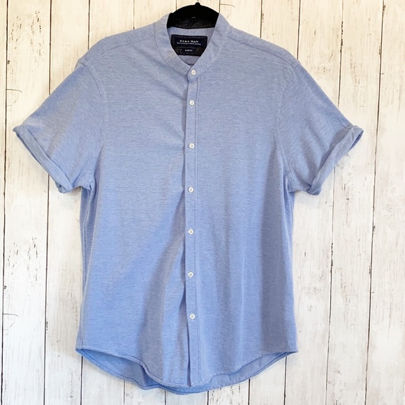 slim fit collarless shirt